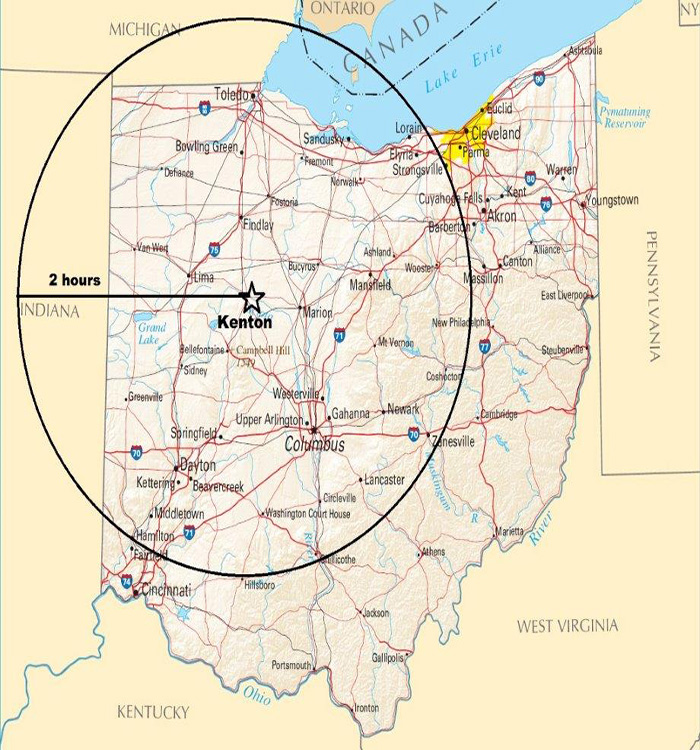 Map of Ohio and Map of Kenton